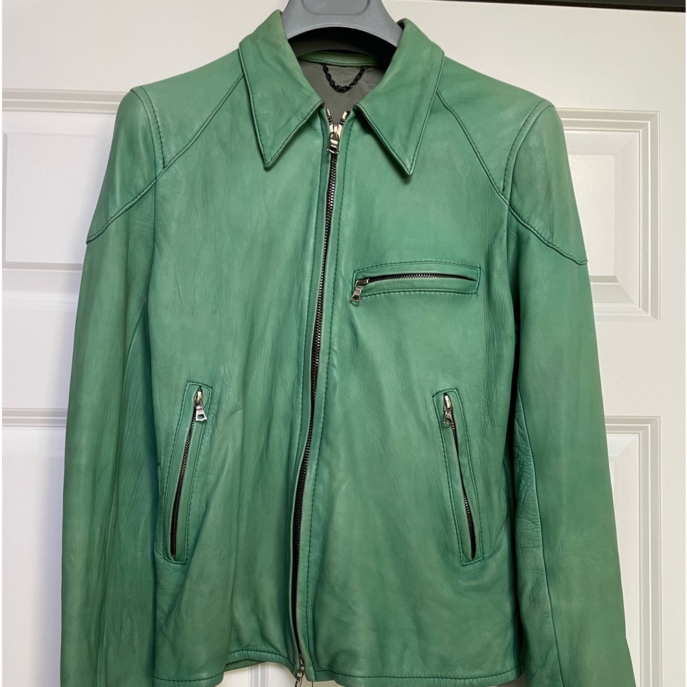 Men’s rare Viridi Anne Sea foam green calf leather jacket, size Japanese 1